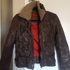 Superdry Moto style Leather bomber jacket.